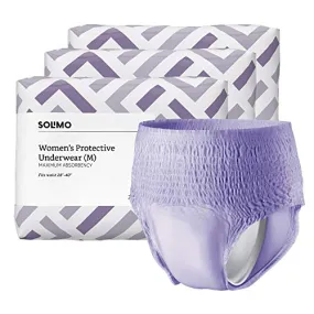 Amazon Brand - Solimo Incontinence Underwear for Women, Maximum Absorbency, Medium, 60 Count, 3 Packs of 20