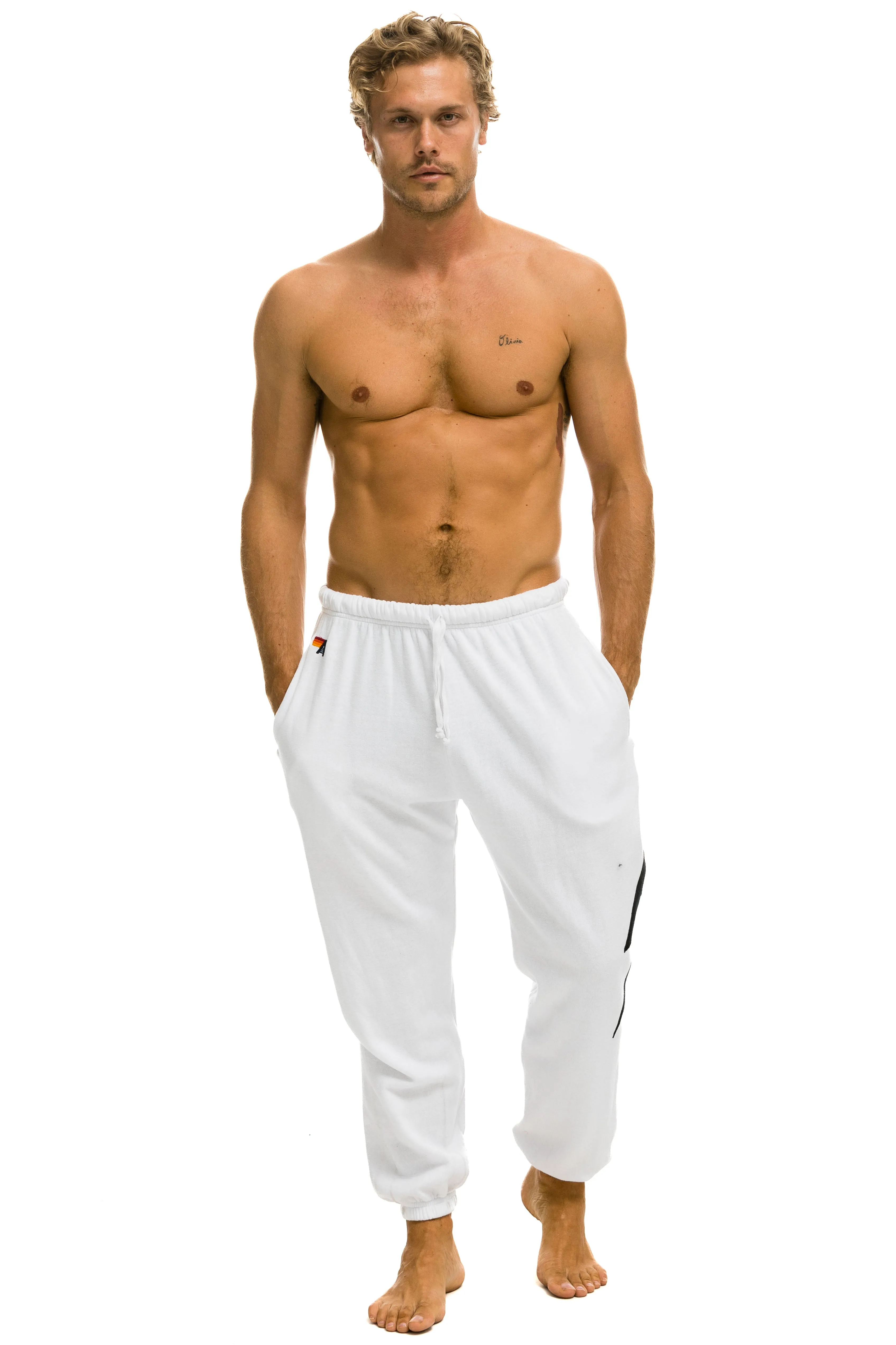 BOLT STITCH SWEATPANTS - WHITE // BLACK
