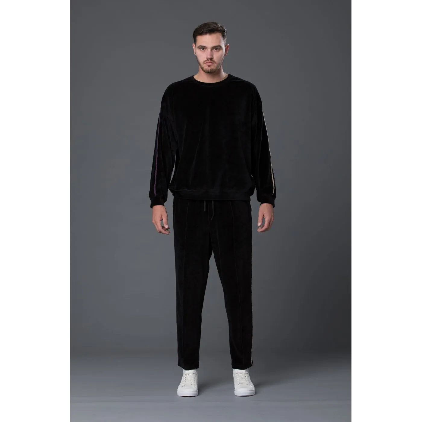 Braided Velour Crewneck Sweatshirt