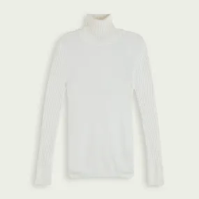 Diagonal Knit Turtleneck (Off-White)