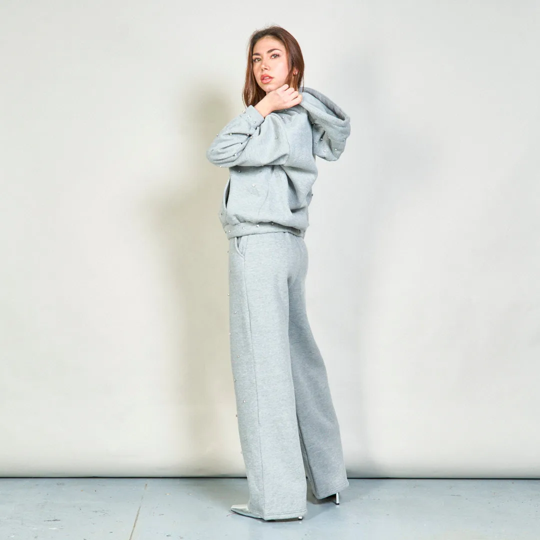 Embellished hoodie and wide-leg sweatpants set wholesale