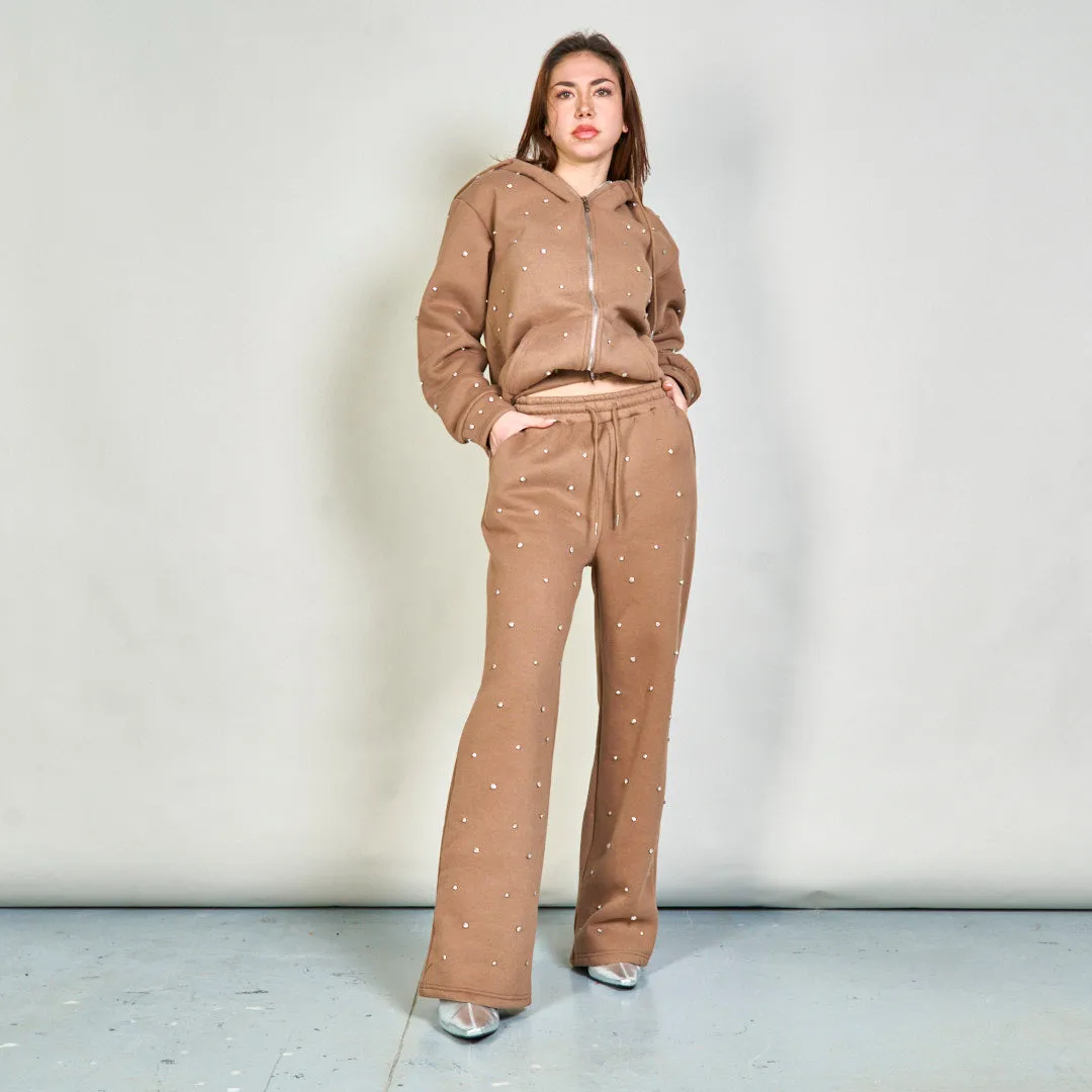 Embellished hoodie and wide-leg sweatpants set wholesale