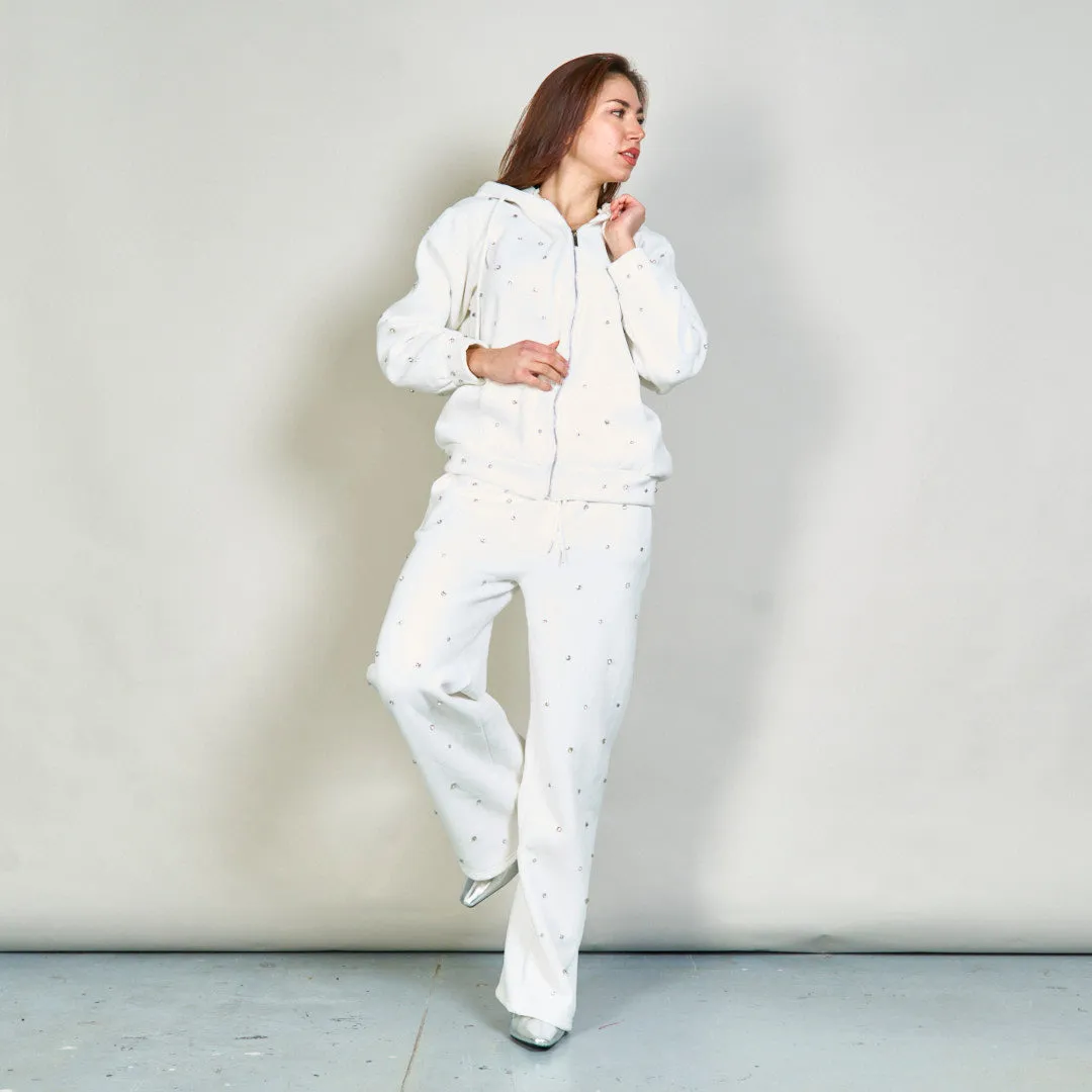 Embellished hoodie and wide-leg sweatpants set wholesale