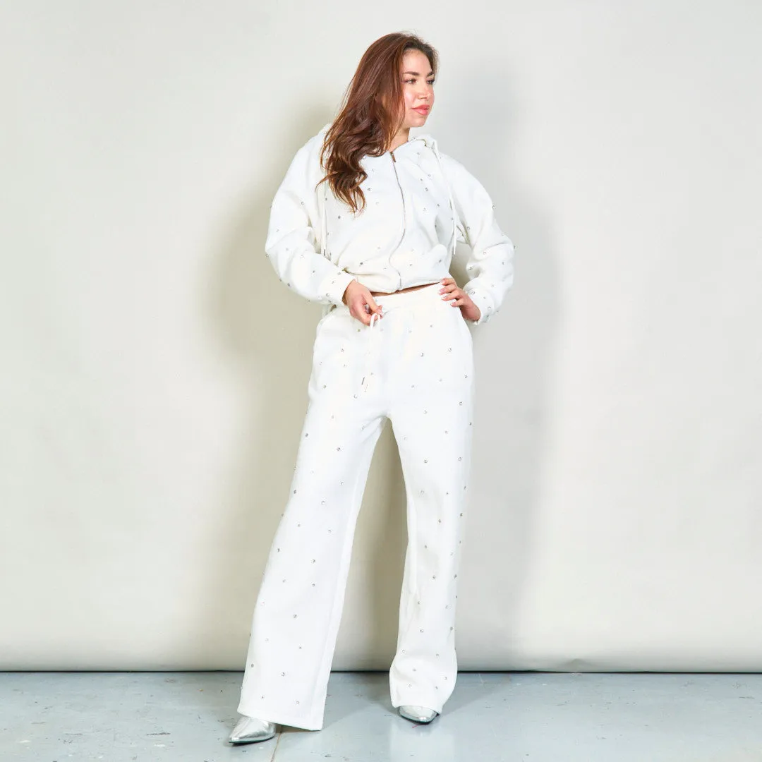 Embellished hoodie and wide-leg sweatpants set wholesale