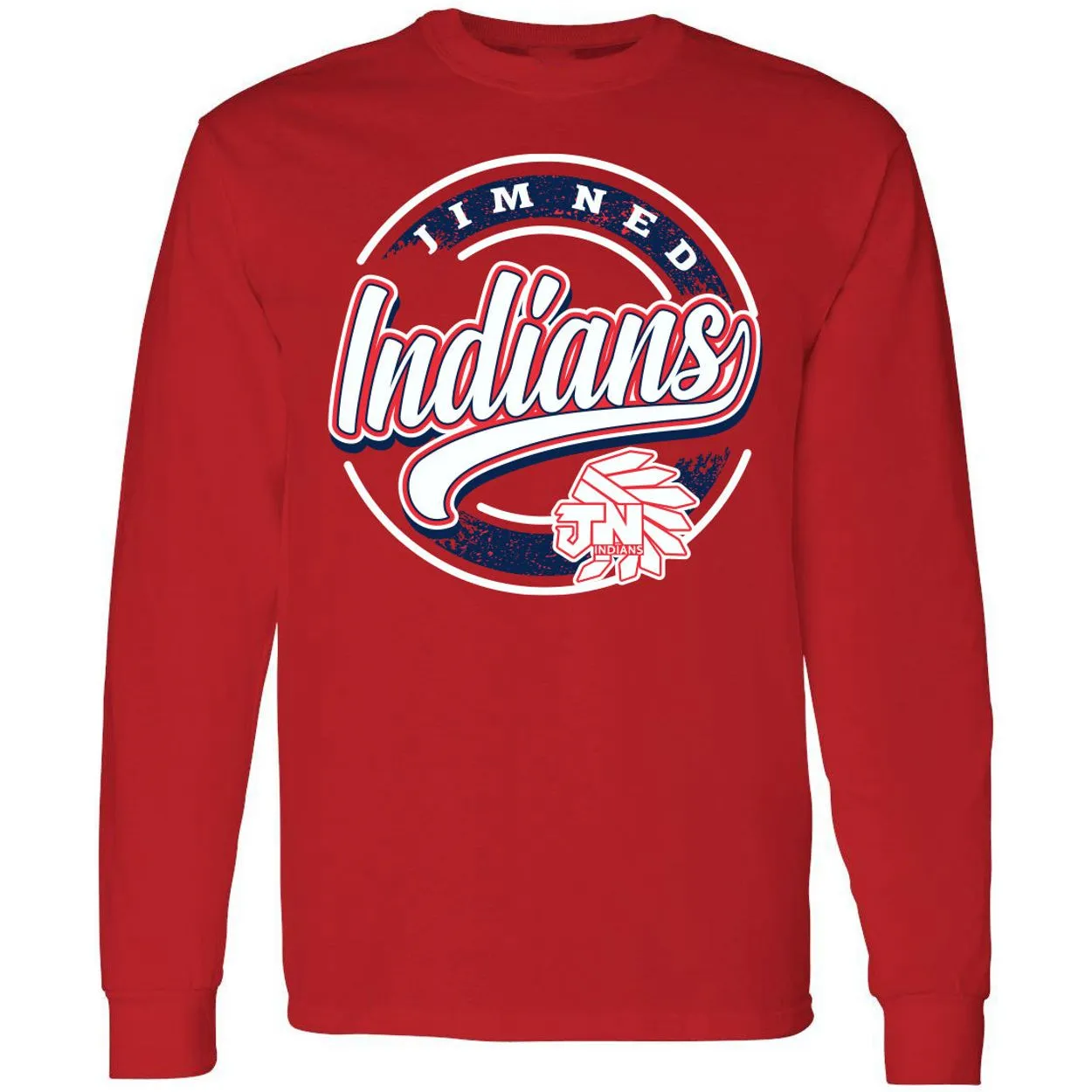 Jim Ned Indians - Circle Script Long Sleeve T-Shirt