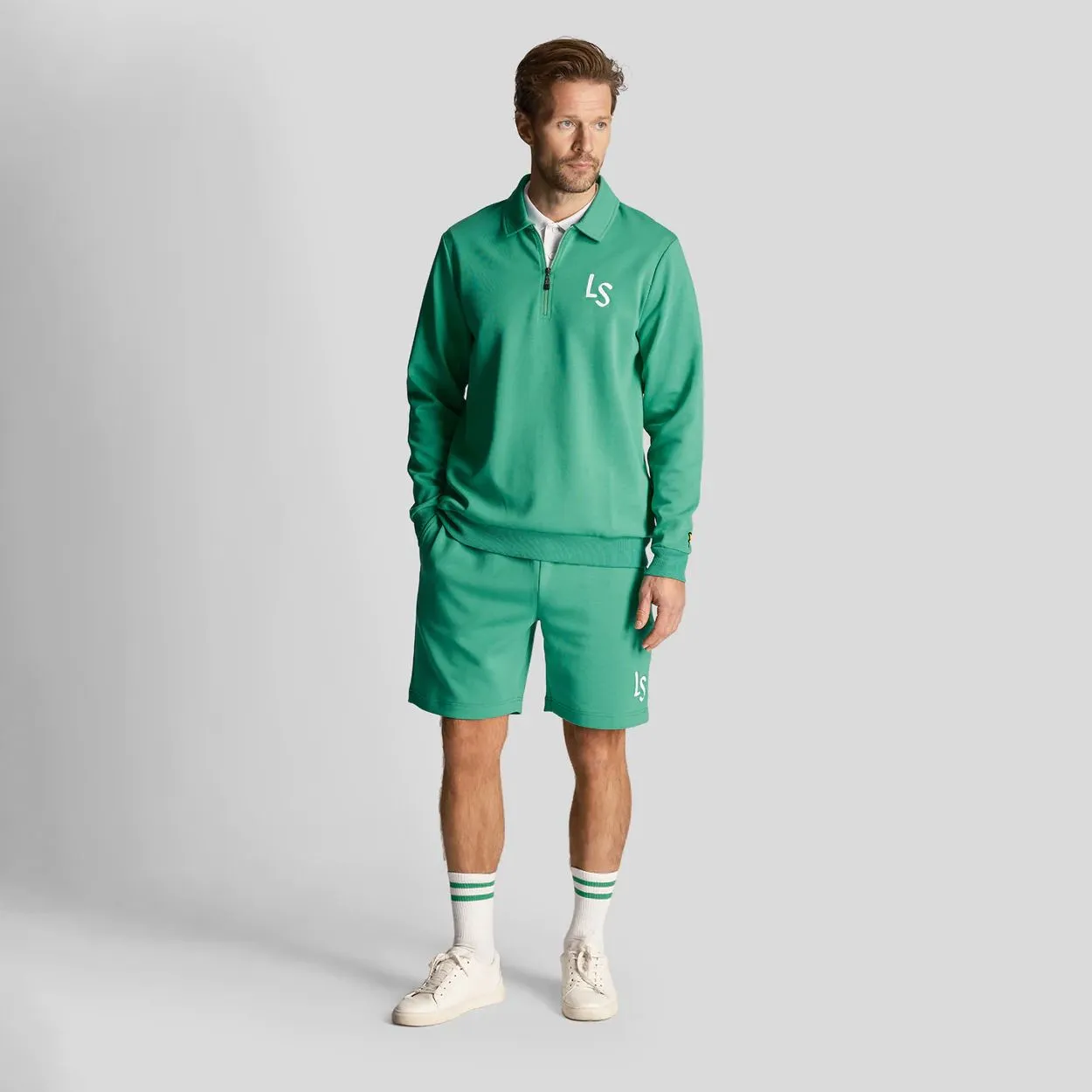 LS Logo Quarter Zip Sweat Fairway Green - SS24