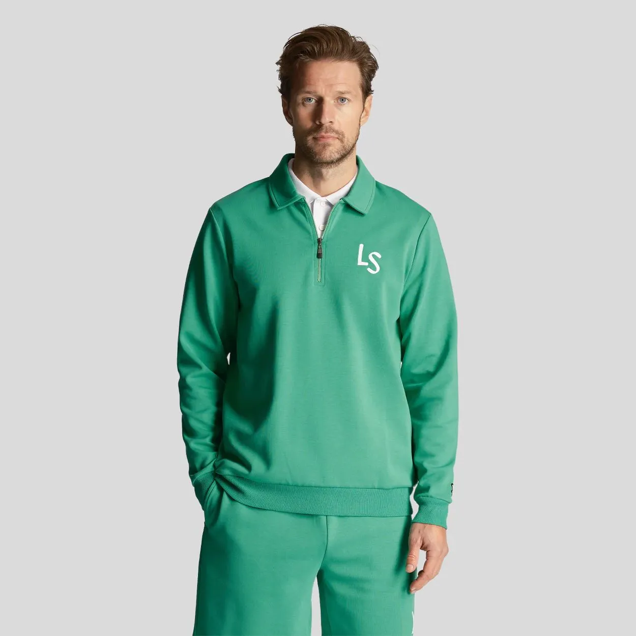 LS Logo Quarter Zip Sweat Fairway Green - SS24