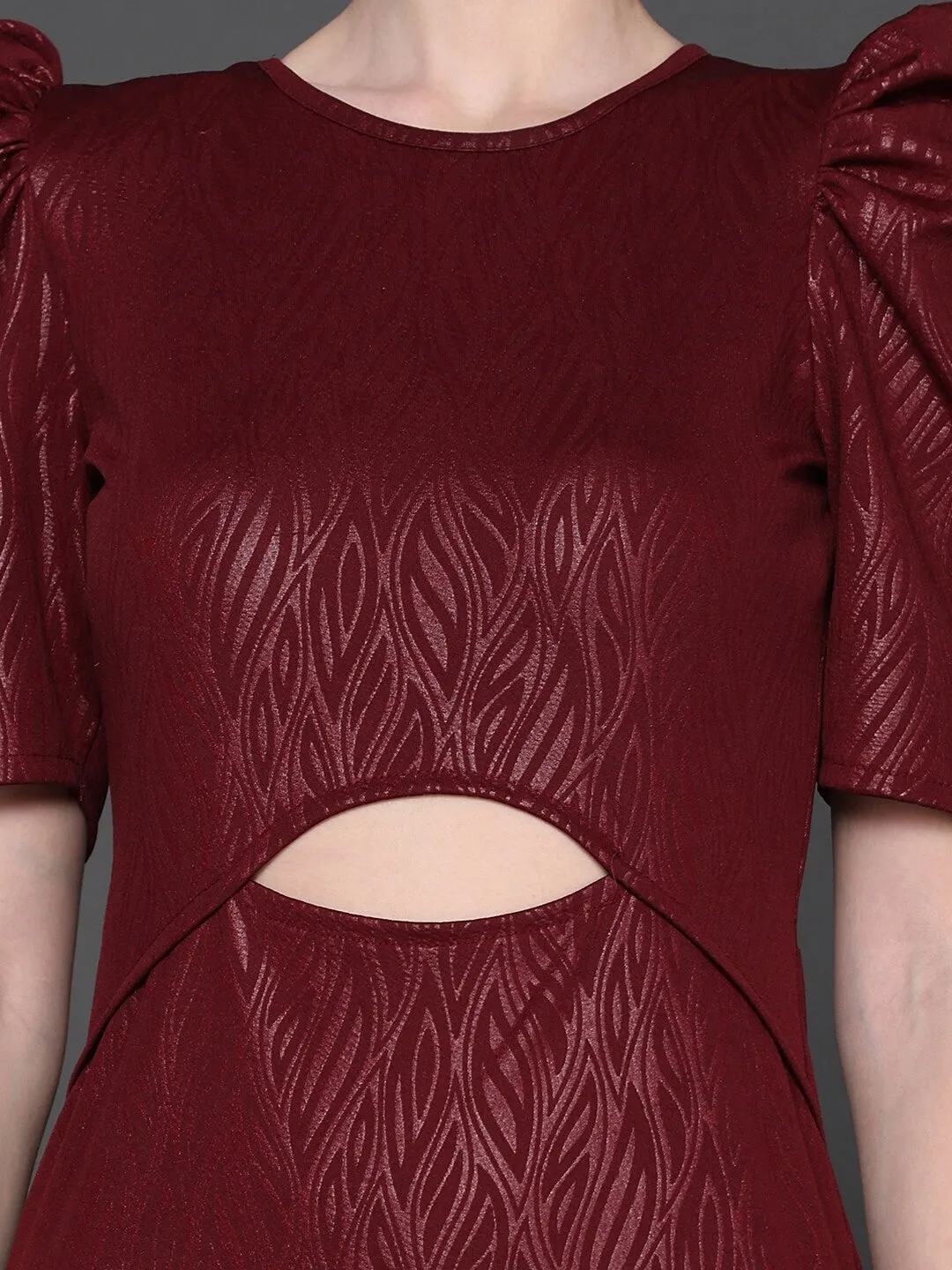 Maroon Cut-Out Bodycon Dress