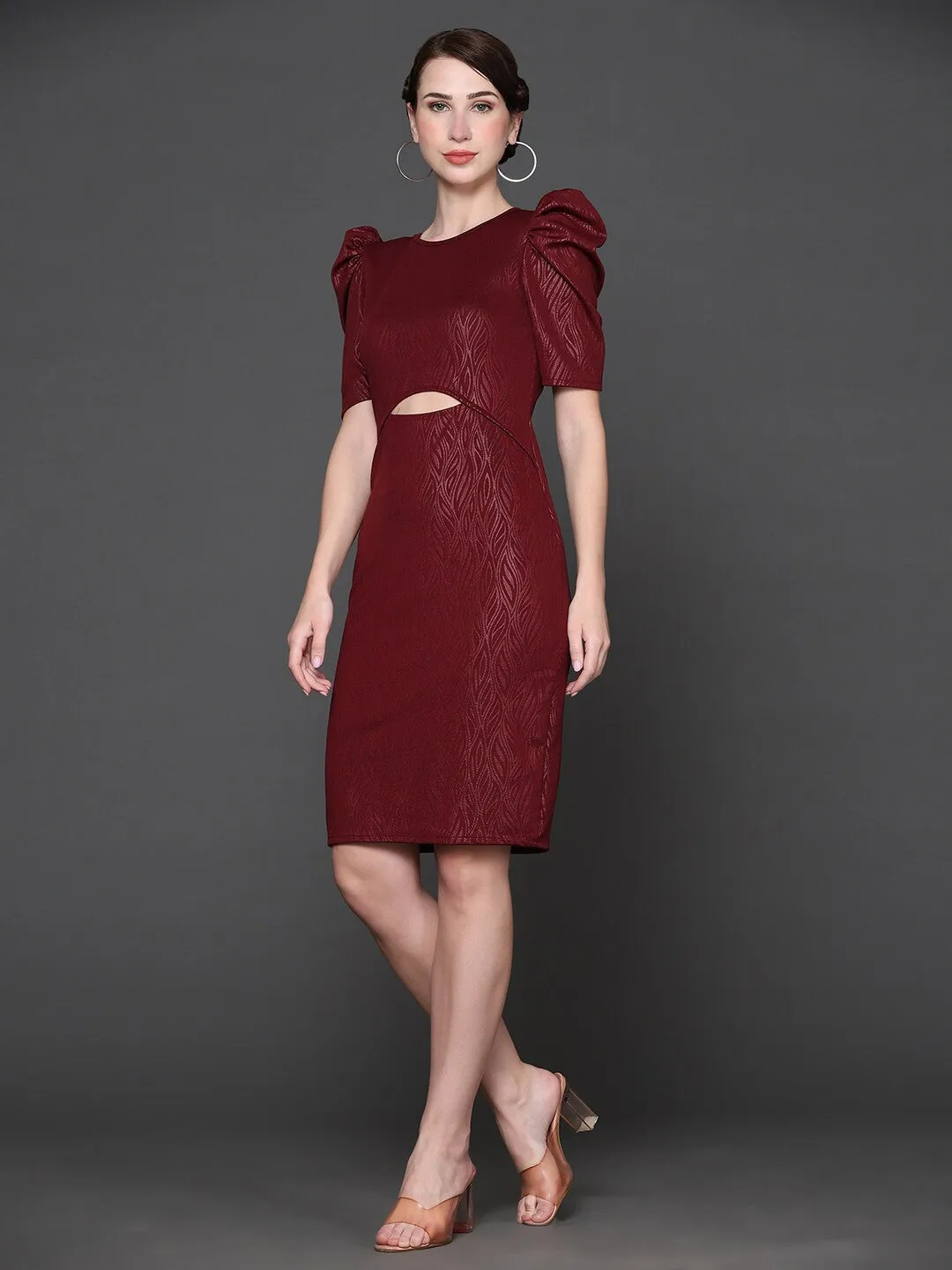 Maroon Cut-Out Bodycon Dress