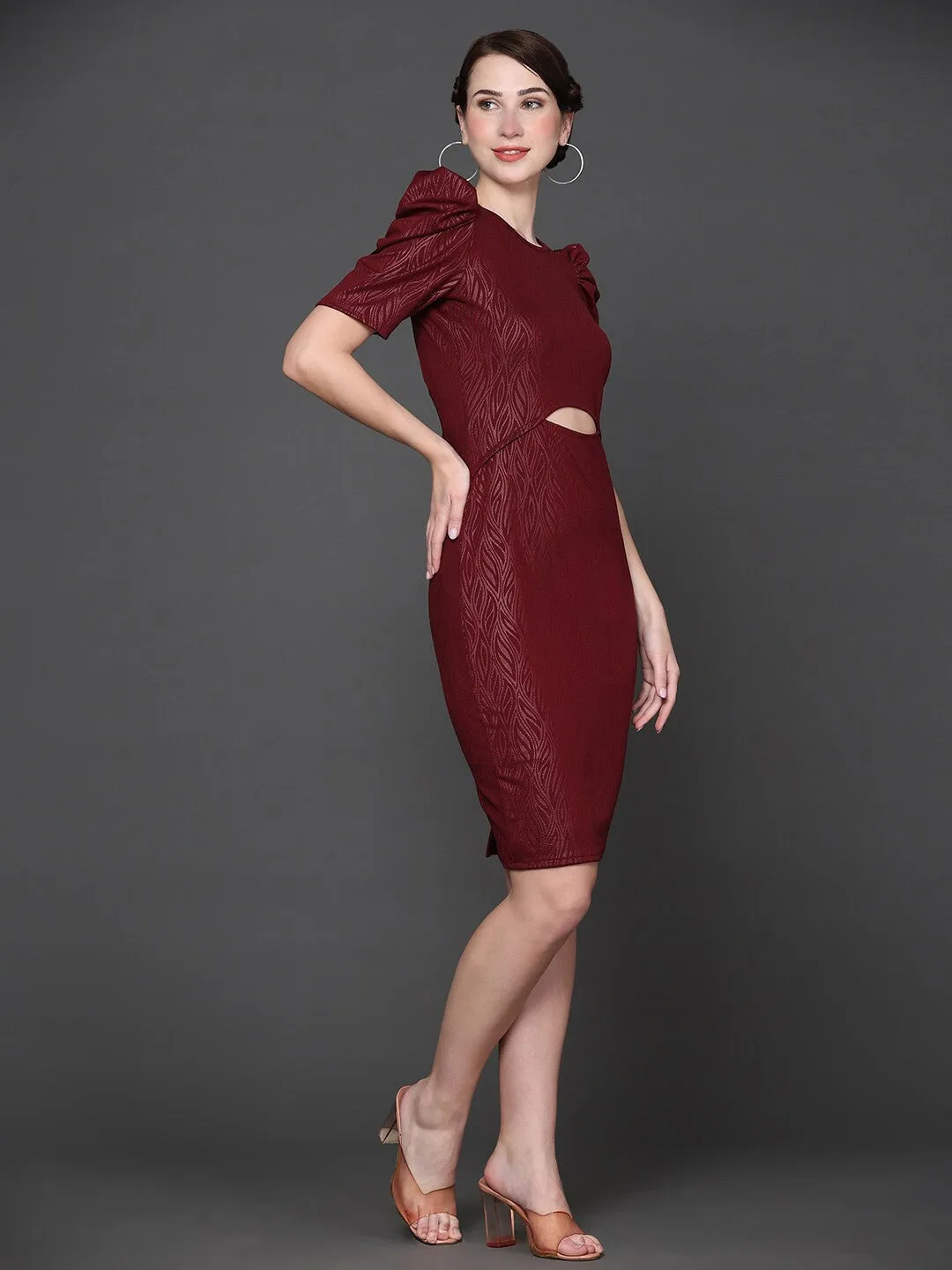 Maroon Cut-Out Bodycon Dress