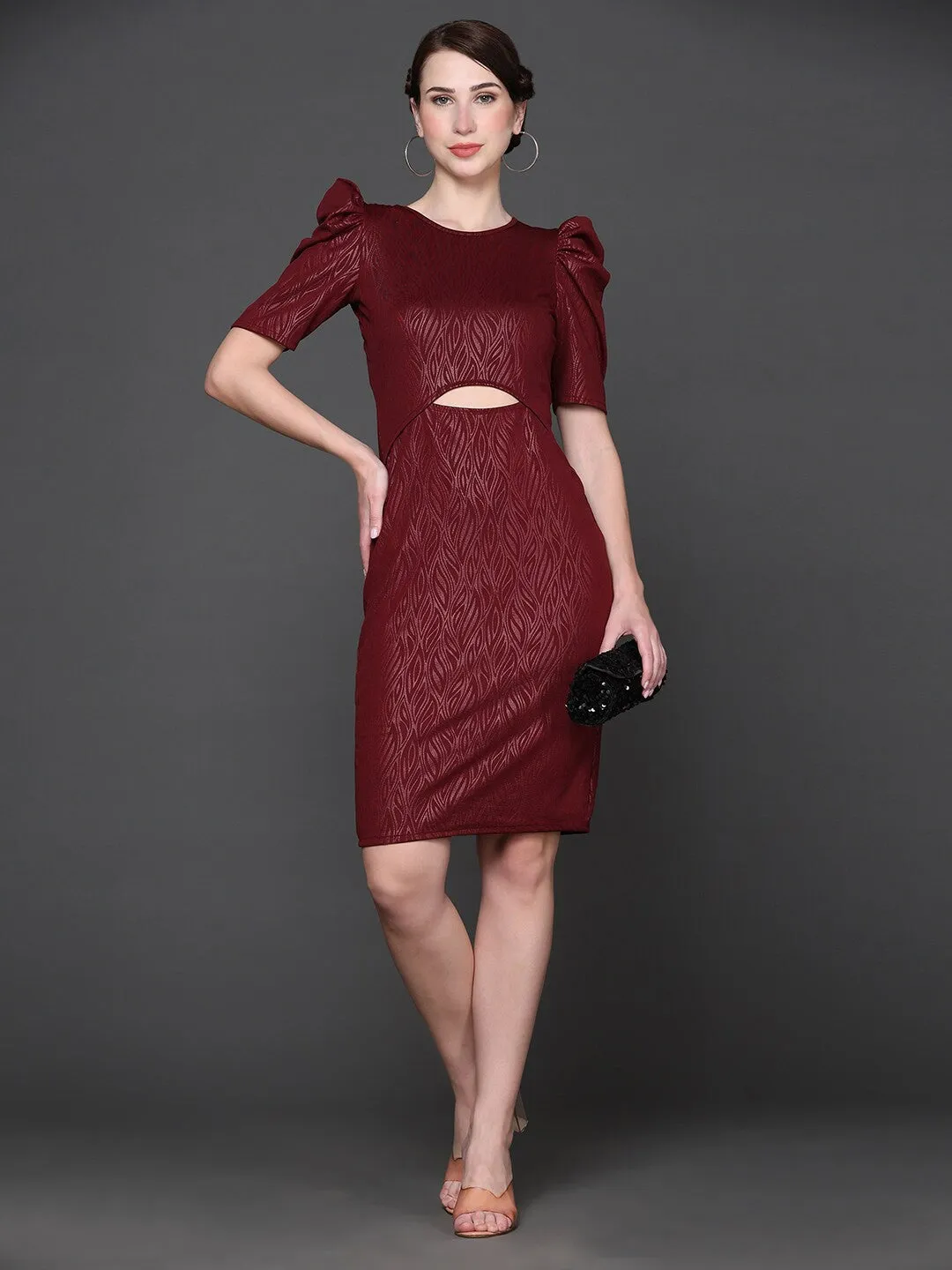 Maroon Cut-Out Bodycon Dress