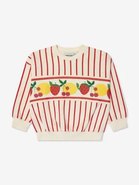 Mini Rodini Girls Fruits Border Stripe Sweatshirt in Multicolour