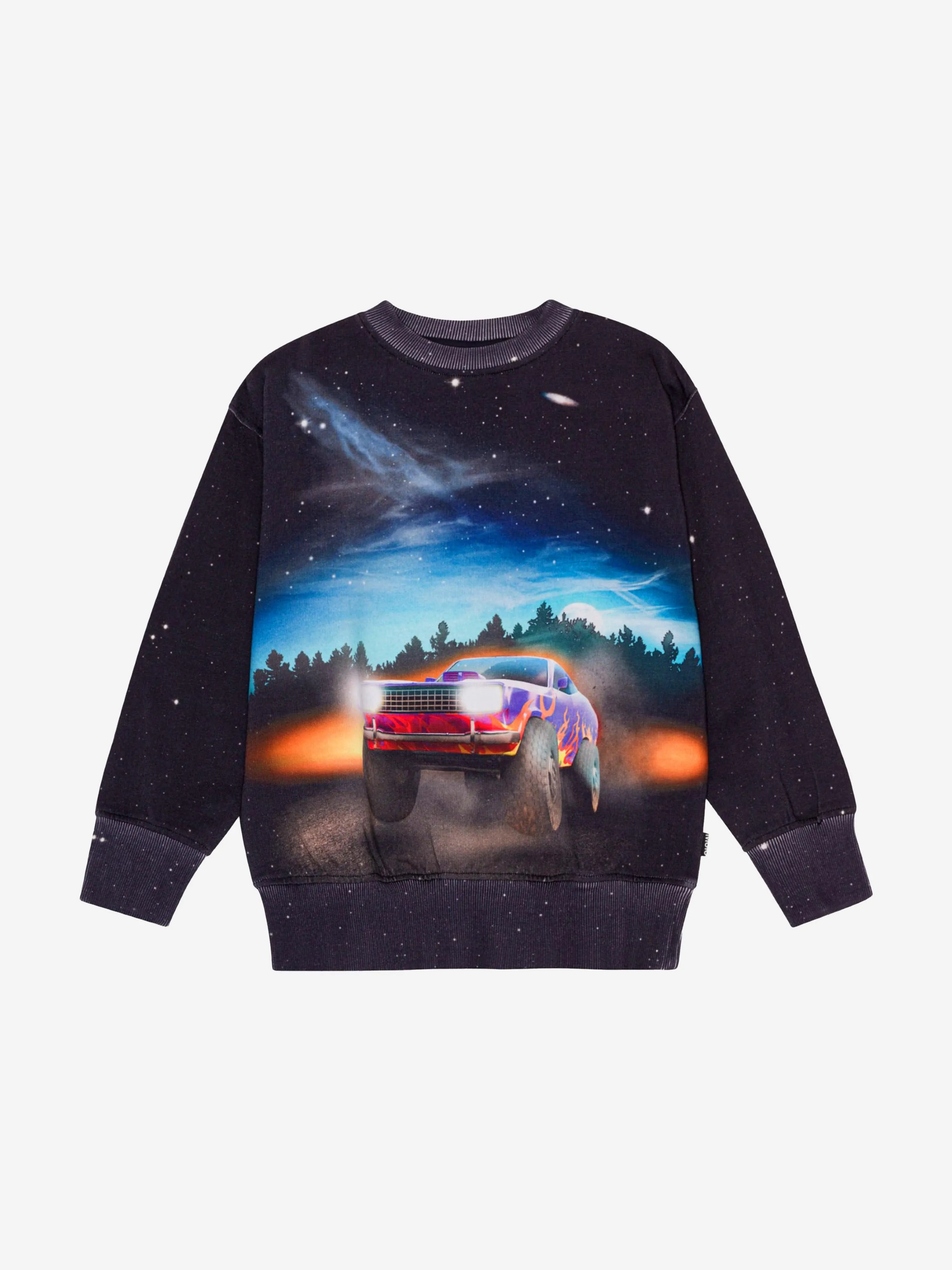 Molo Boys Flame Car Print Sweatshirt in Black