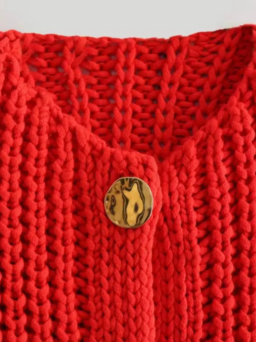 Red knitted vest