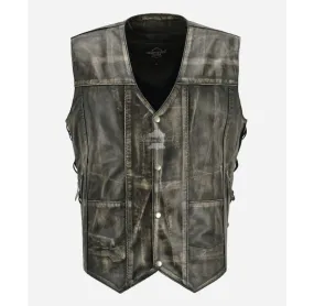 RUSTIC RIDER Laced Vest Men's Biker Fashion Vintage Waxed Waistcoat