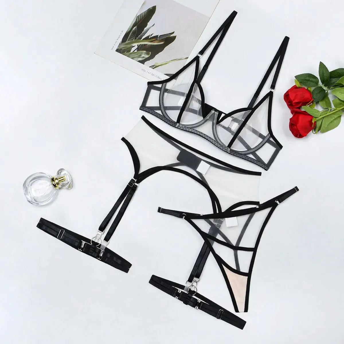 Sensual See-Through Lace Lingerie Set