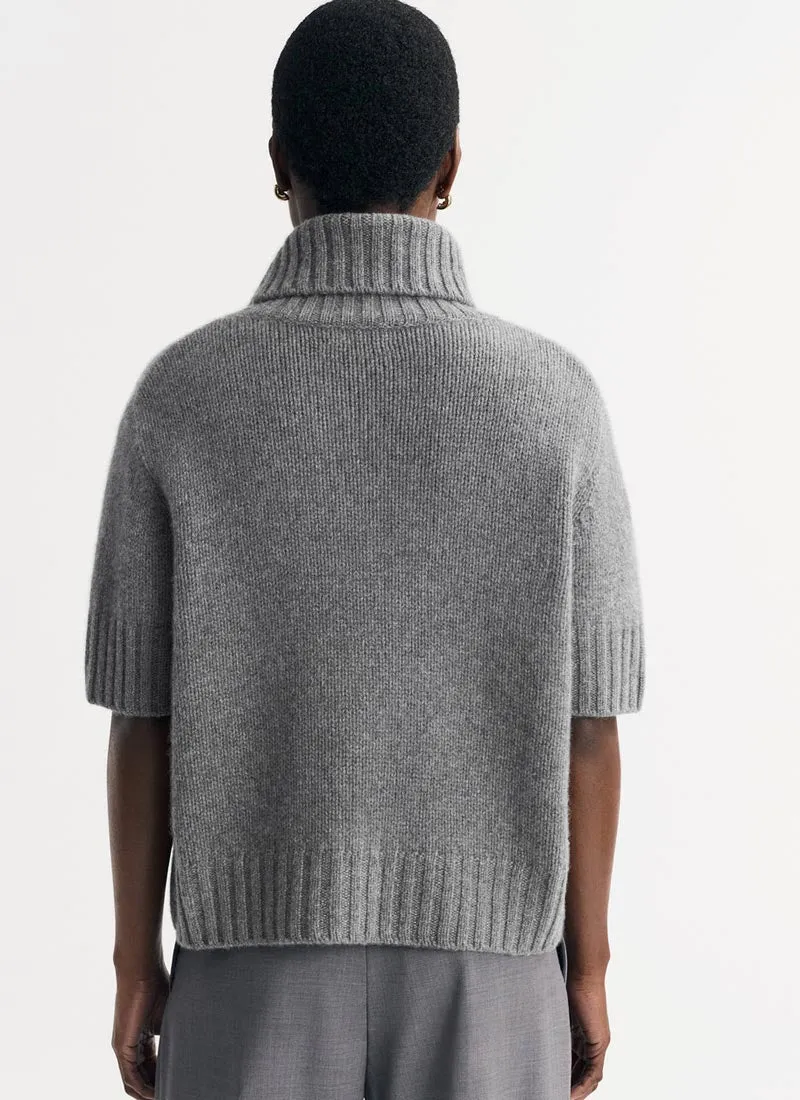 Short Sleeve Cashmere Turtleneck