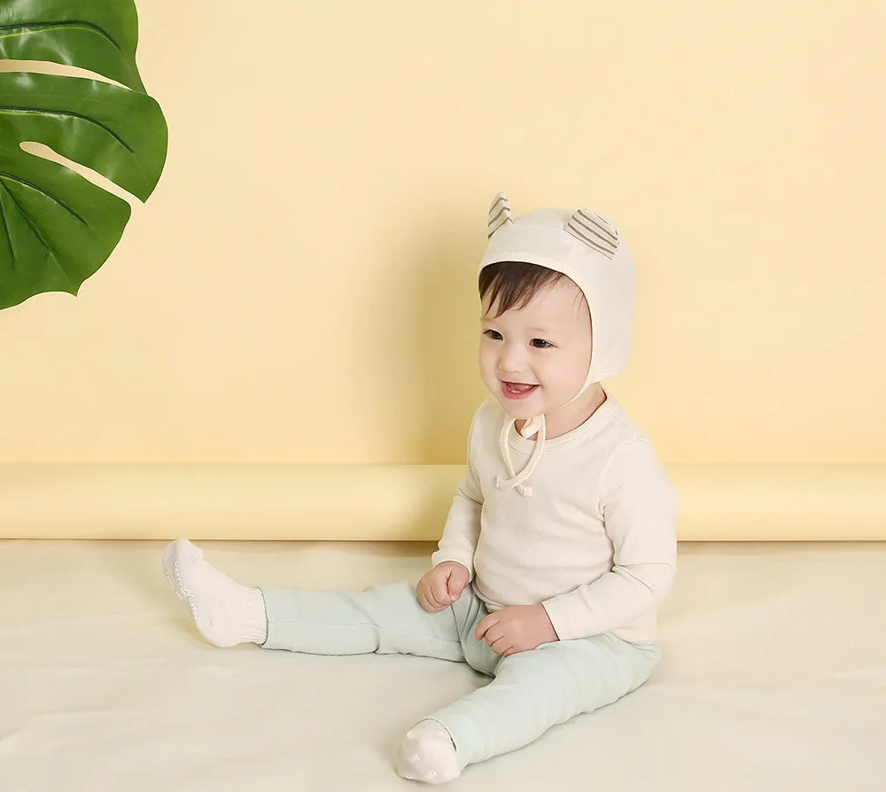 Striped Creamy Bear Bonnet