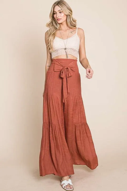 Tiered Boho Pants - Rust