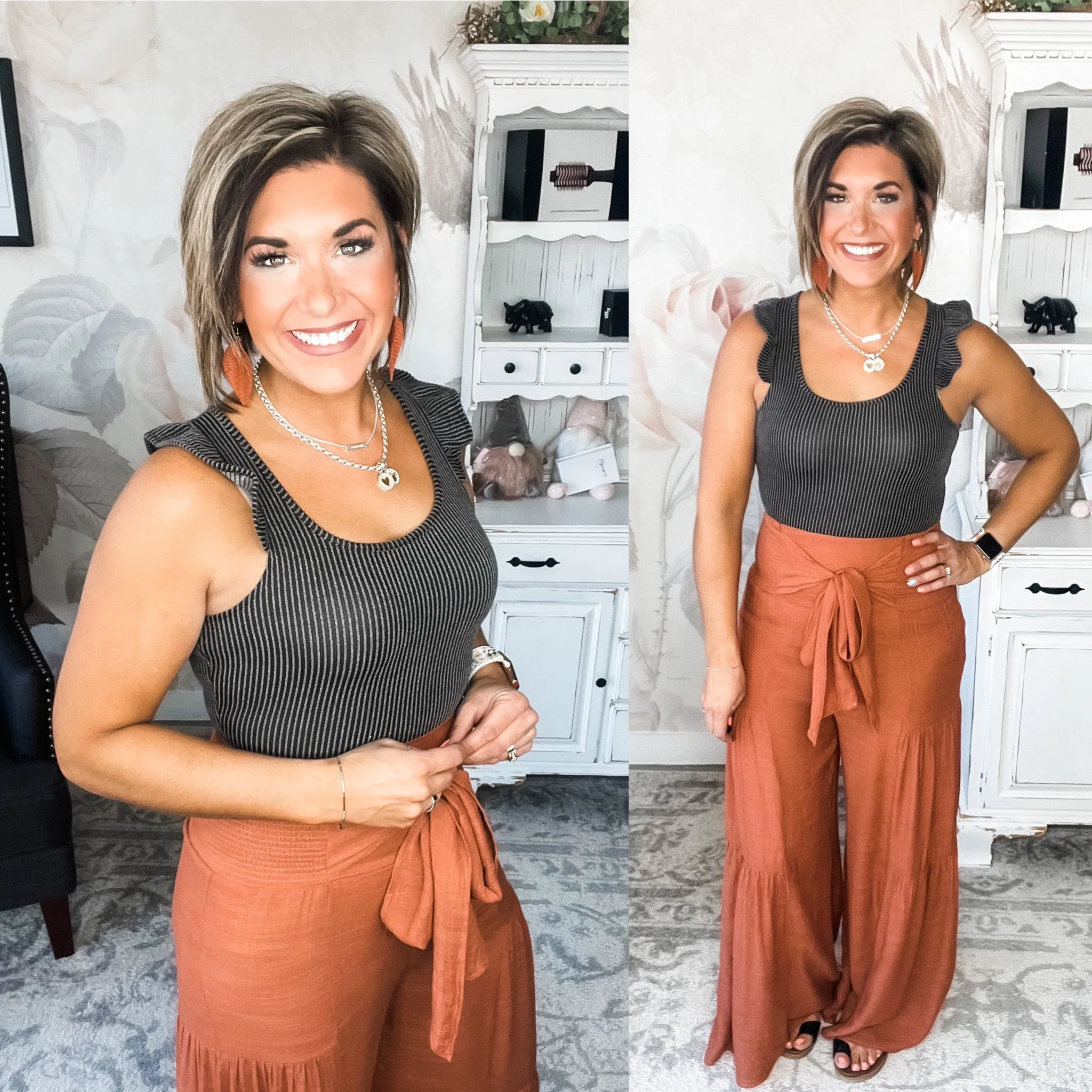Tiered Boho Pants - Rust