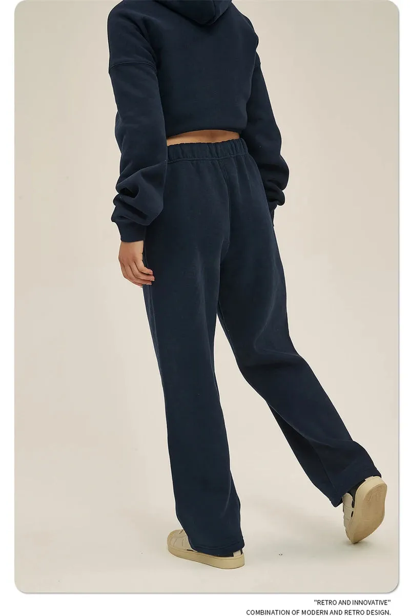 Unisex loose Winter wide leg pants Fleece joggers
