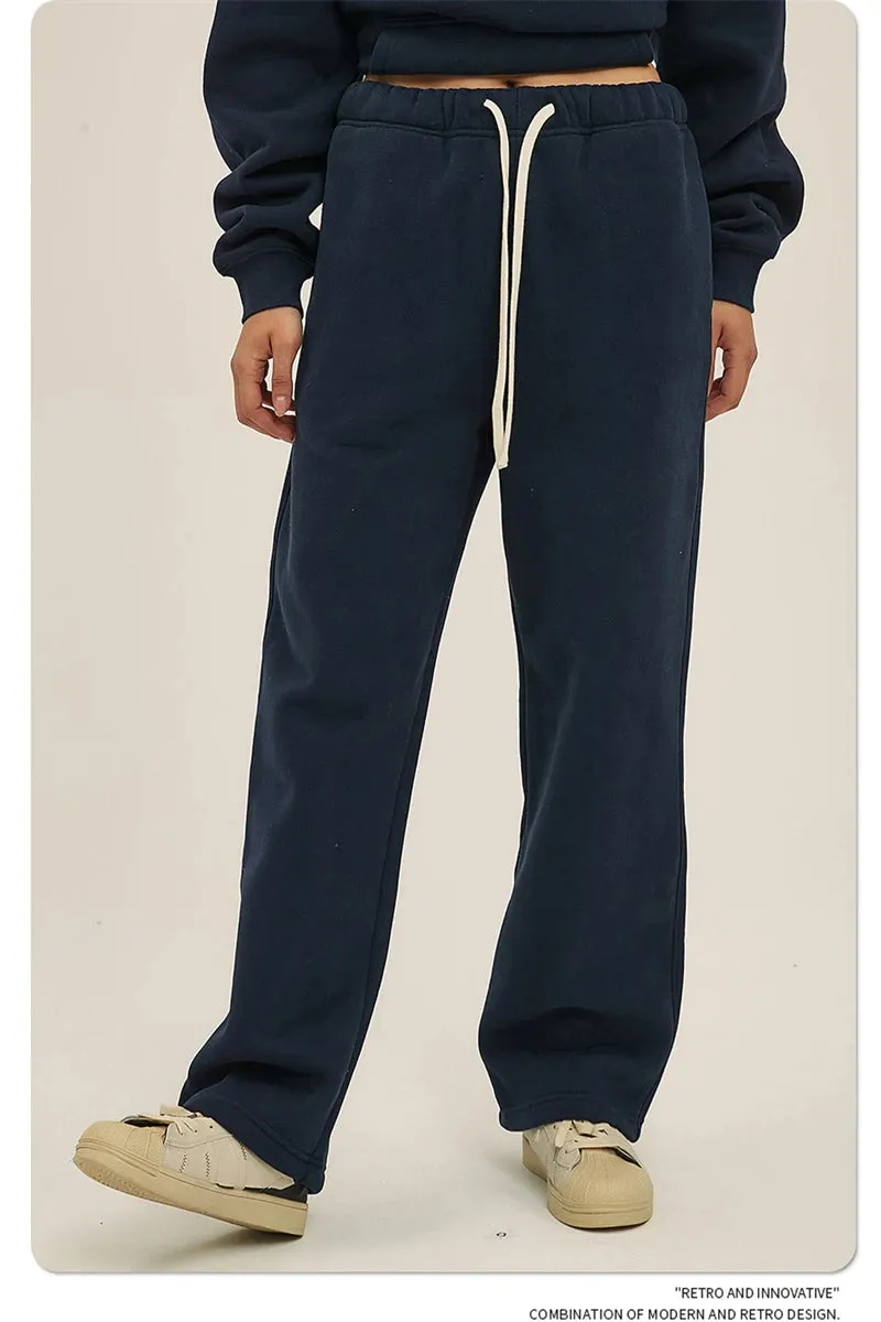 Unisex loose Winter wide leg pants Fleece joggers