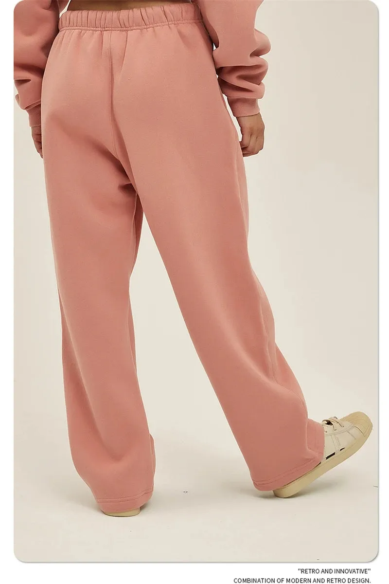 Unisex loose Winter wide leg pants Fleece joggers