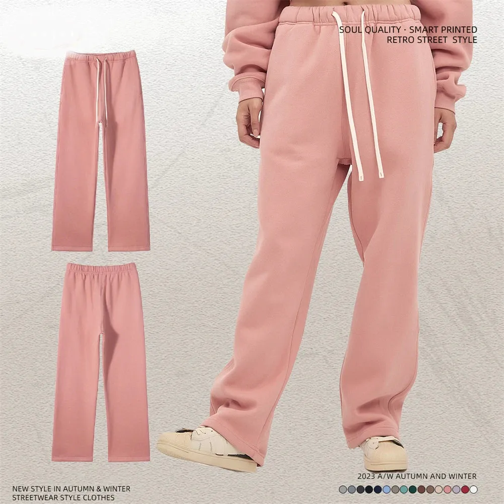 Unisex loose Winter wide leg pants Fleece joggers