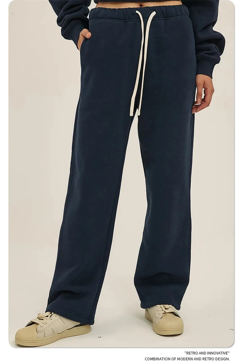 Unisex loose Winter wide leg pants Fleece joggers