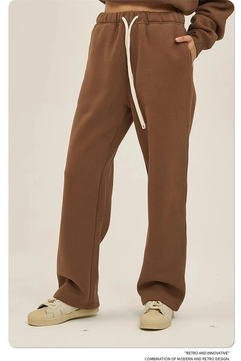 Unisex loose Winter wide leg pants Fleece joggers