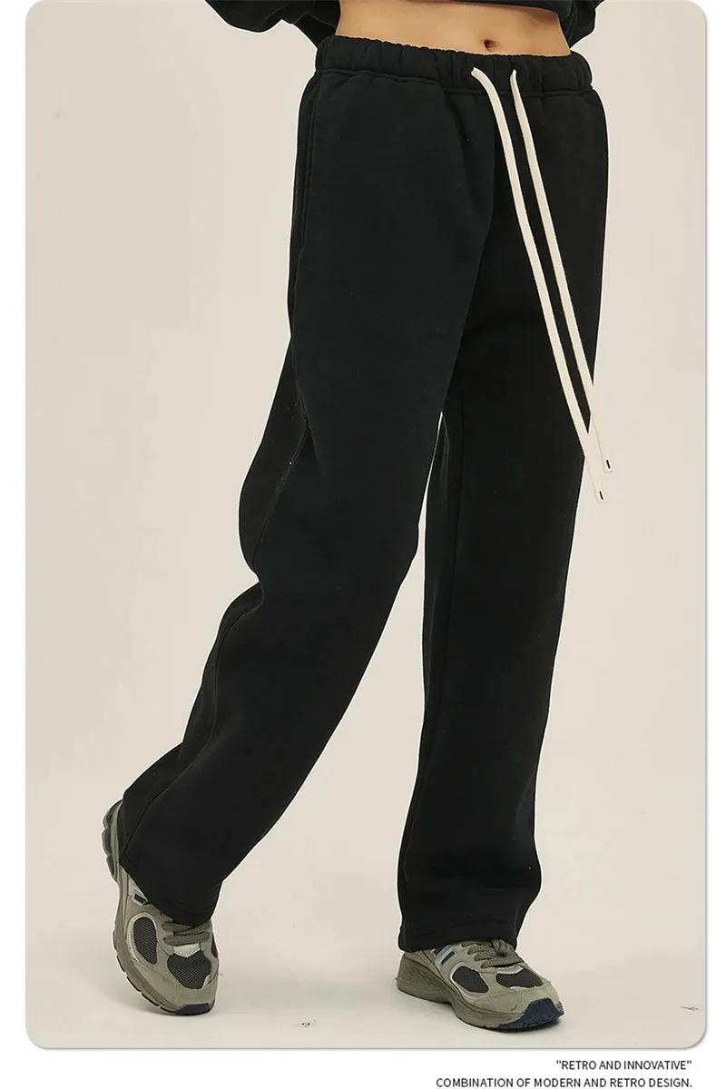 Unisex loose Winter wide leg pants Fleece joggers